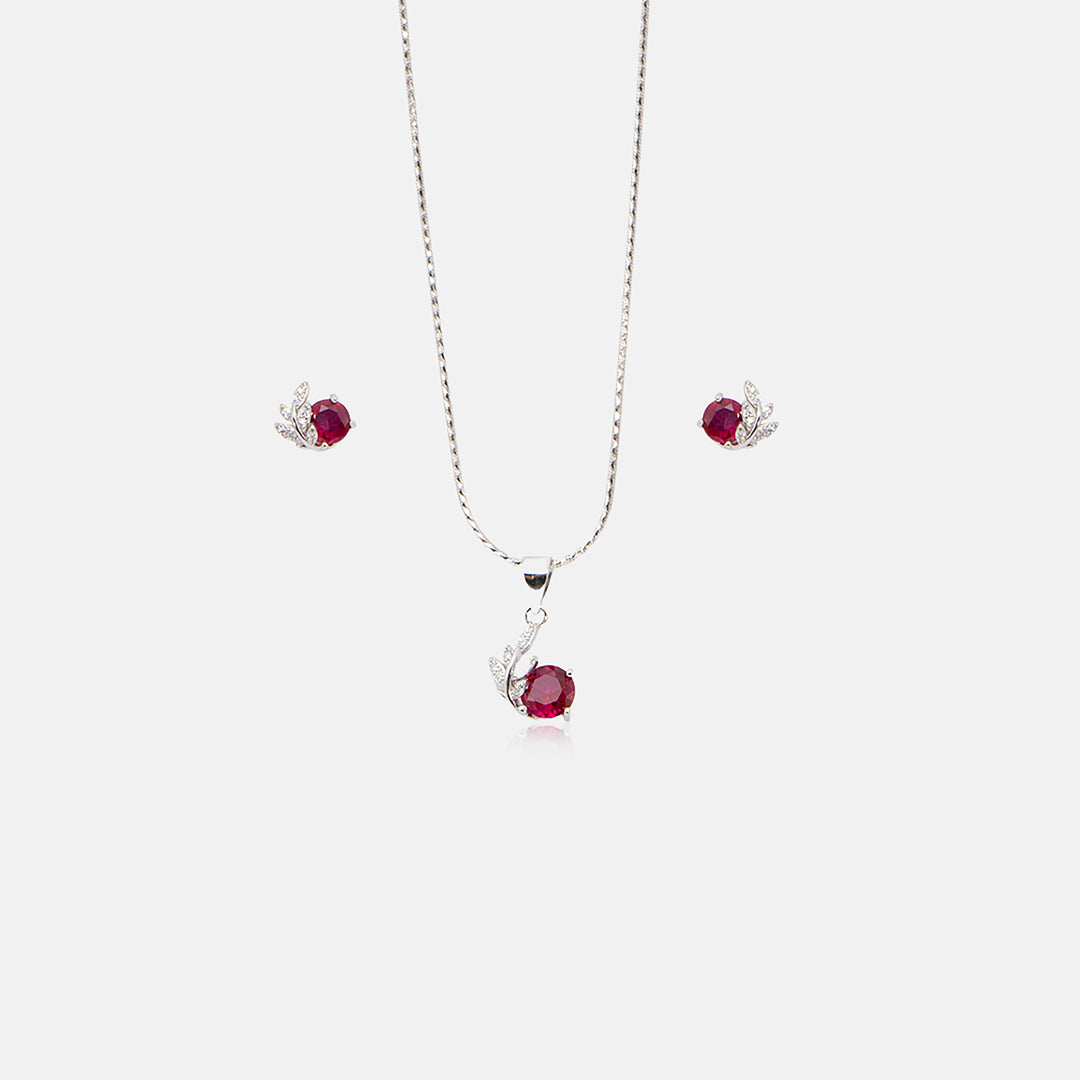 Rubistra Pendant With Earrings