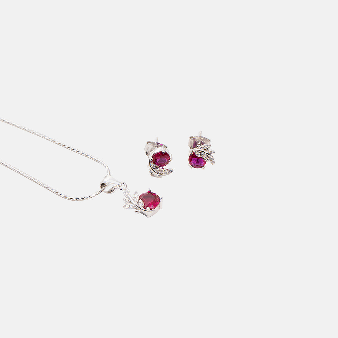 Rubistra Pendant With Earrings